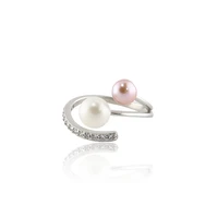 sa silverage fashion simple s925 pure silver ring female opening adjustable pearl silver ring 925 sterling silver ring