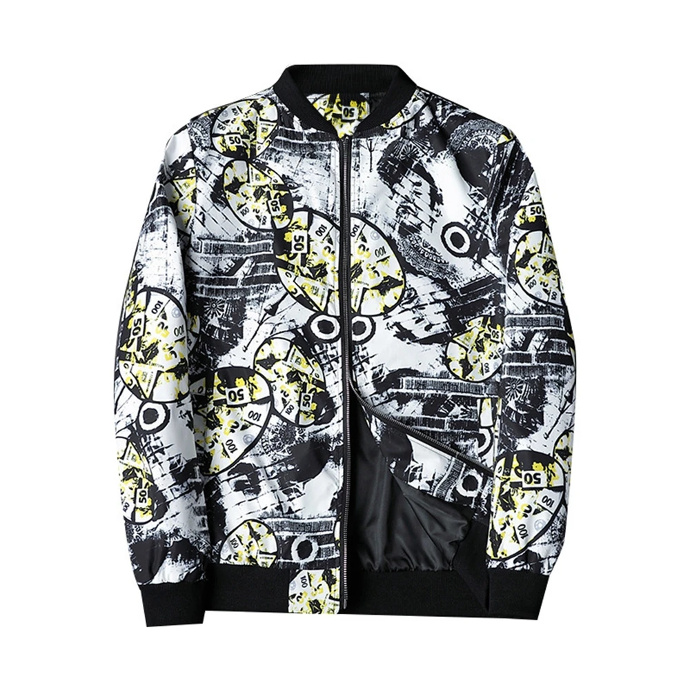 

2020 Spring and Autumn New Style Casual Men's Round Neck Printed Men's Jacket Youth Vitality Loose Hip Hop Men's Jackets