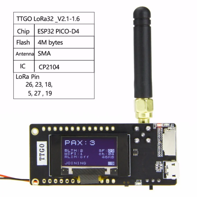 TTGO ESP32 Paxcounter LoRa32 V2.1 433MHZ LoRa ESP 32 OLED 0 96 SD карта в дюймах WIFI Bluetooth модуль|Печатные платы|