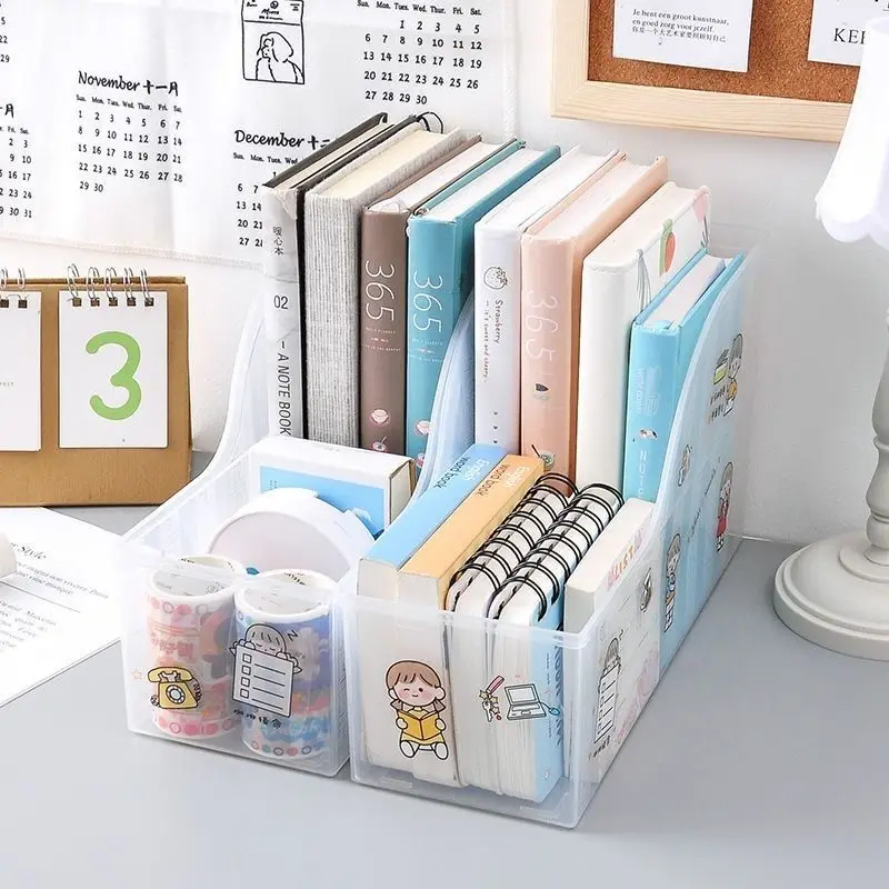 

Transparent File Book Holder Desktop Organiser Office Letter Magazine Document Storage Box School Stationery Desk Stationery