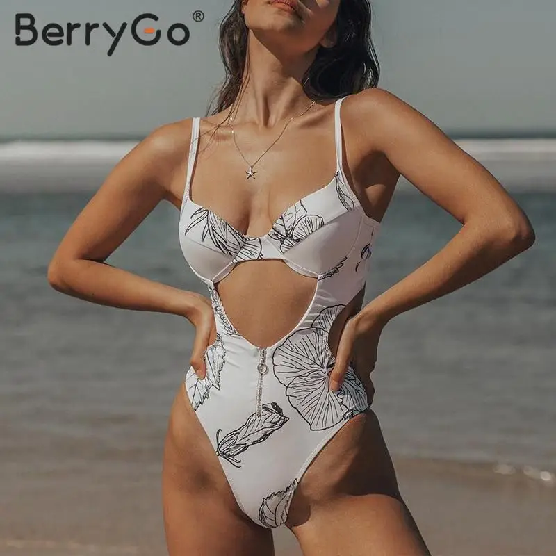 BerryGo сексуальные боди с цветочным принтом бикини плюс размер Леопардовый