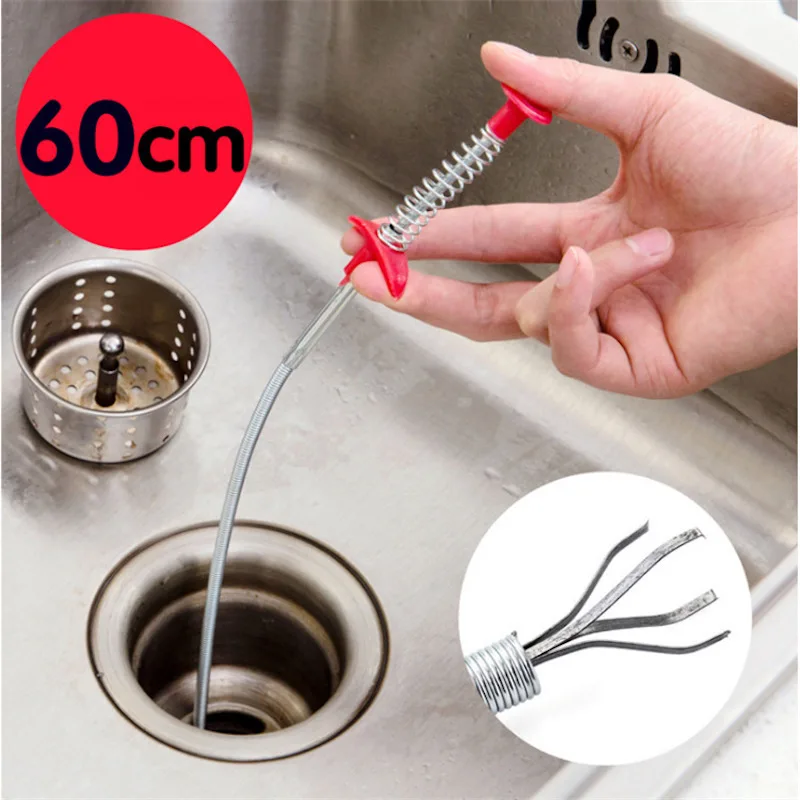 

Metal Wire Drain Cleaner Sticks Clog Remover Cleaning Tools 23.6 Inch Spring Pipe Dredging Tools Household for Kitchen Sink Open