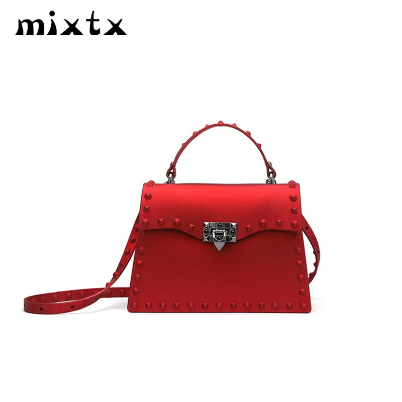 Mixtx 2020 Женская модная матовая сумка с заклепками Желейная женская сумка-тоут