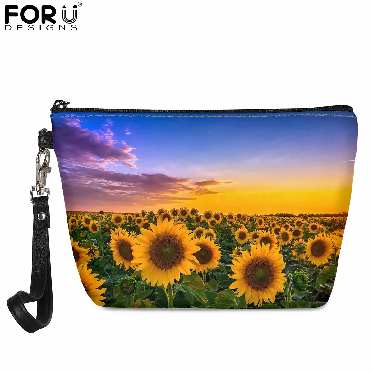 

Женский полиуретановый косметический чехол FORUDESIGNS с 3d-рисунком подсолнуха, неба, пейзажа, Дамская дорожная сумка для туалетных принадлежно...