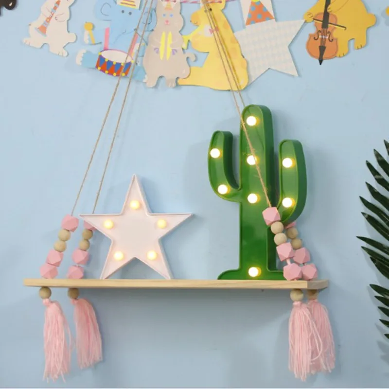 Деревянная Скандинавская хлопковая веревка для детской комнаты настенные полки