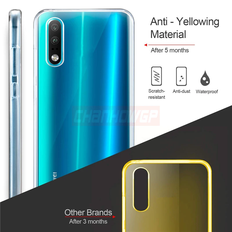 Двойной силиконовый чехол для Huawei Y5 2019 AMN LX1 LX2 LX3 LX9 прозрачный с полным покрытием
