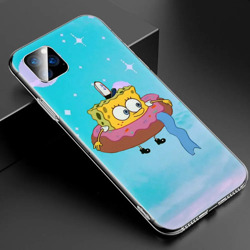 015 Милый мягкий силиконовый прозрачный чехол с губкой Бобом для Apple iPhone 11 Pro XS Max X XR 6 6s 7 8 Plus 5 5S SE Модный чехол - Color: 015