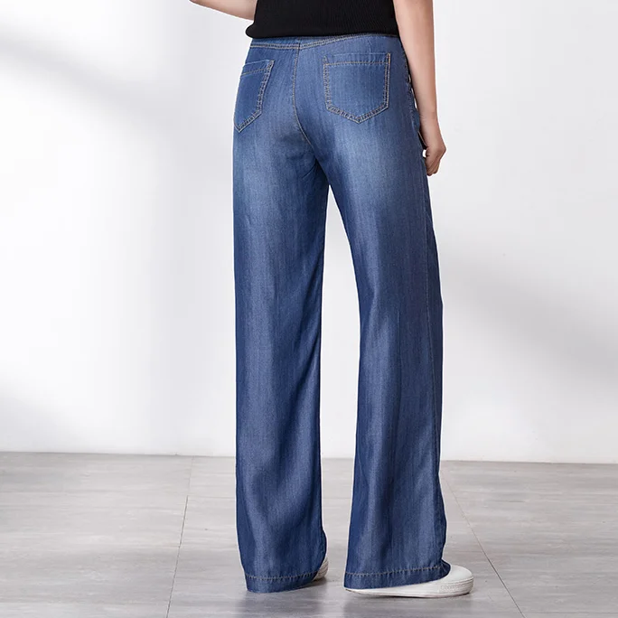 2020 летние джинсовые брюки из тенселя женские прямые джинсы с высокой талией для