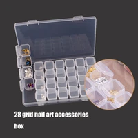 clear plastic empty container glitter beads rhinestone nail art tools storage organize removble box 28 slots case tz14 25