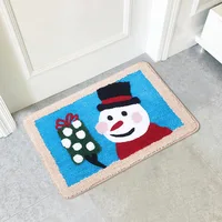 Christmas Decorations Room Rugs Floor Carpet Door Absorbent Non-slip Mats Small Rugs Snowman Pattern Gifts for Kids Bedroom