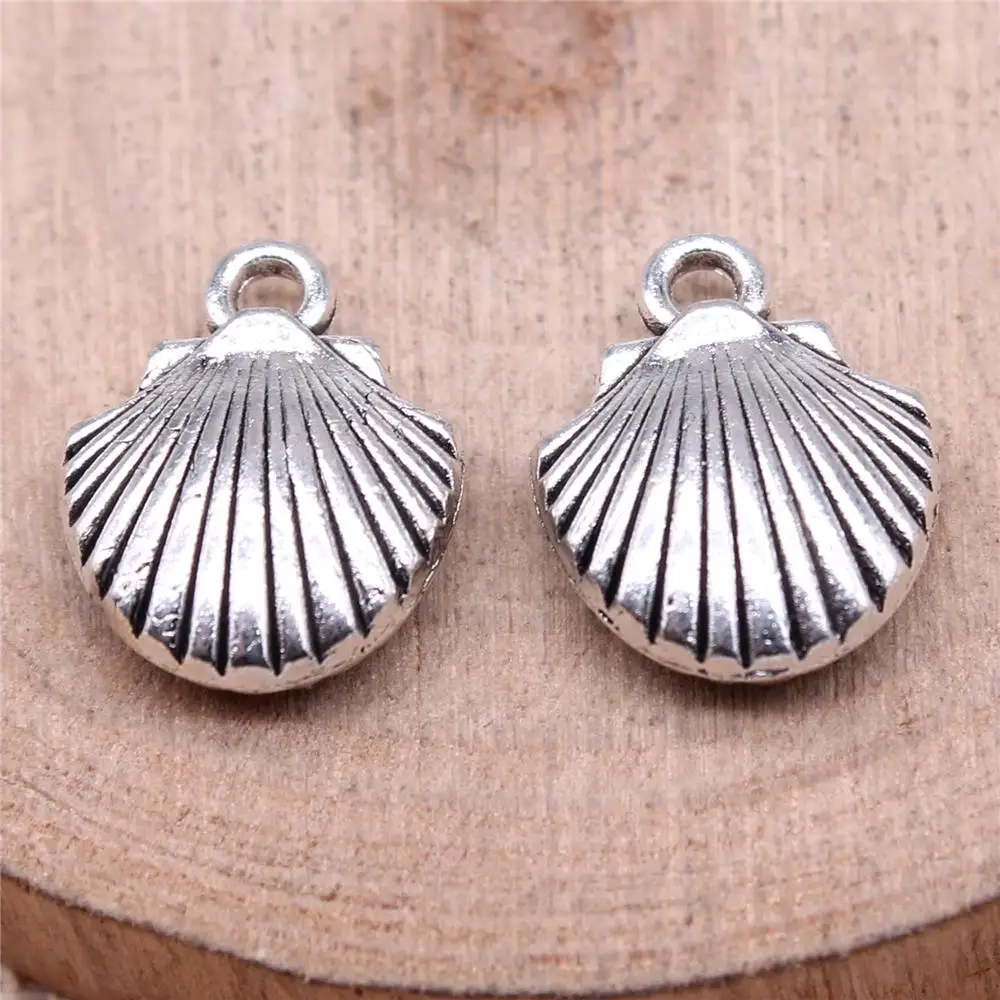 

Shell Charms For Jewelry Making Findings Handmade DIY Craft 10pcs Antique Silver Color 16x13mm