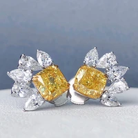 huitan fashion small fresh stud earrings for women with yellowwhite cubic zirconia delicate ear accessories new arrival jewelry