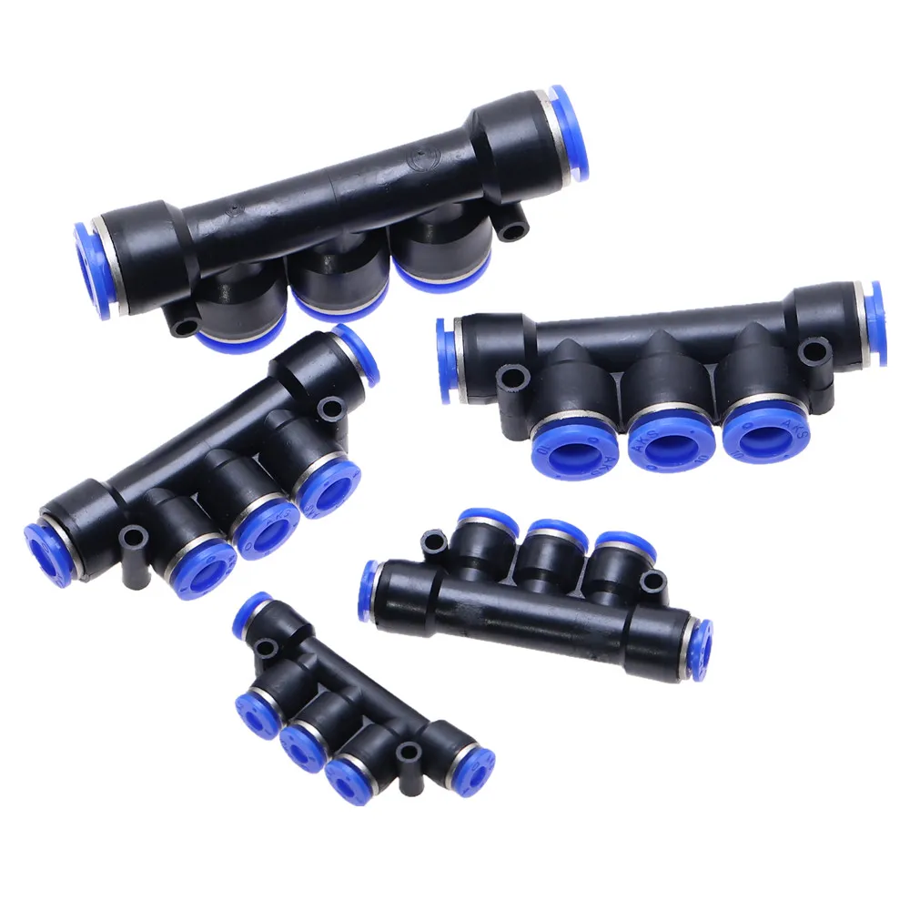 

PK 4 6 8 10 12mm Pneumatic 5-Way Connector Quick Fitting Pneumatic Connector Push In Fit For Air/Water Tube
