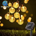 Светодиодная лента с лампочками в форме хрустального шара, уличный шнурок с лампочками гирлянды на солнечной энергии сада, Рождественское украшение, 2050 светодиодный, 5 м, 10 м