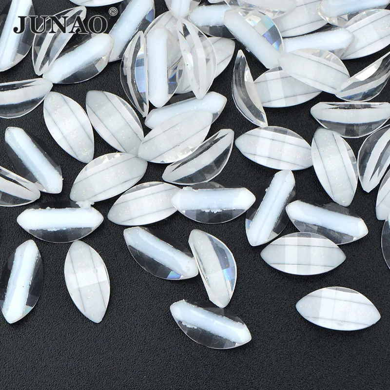 

JUNAO 100pcs 6x12mm Clear White Ingot Crystal Rhinestones Flatback Glue On Ingot Pattern Beads For DIY Scrapbook Decoration