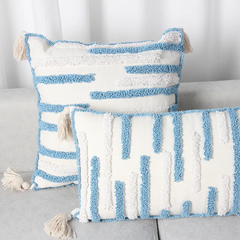 

Cushion Cover Decorative Sofa Pillow Covers 45*45/30*50cm Embroidered Blue and White Pillowcase for Living Room Home Decoration