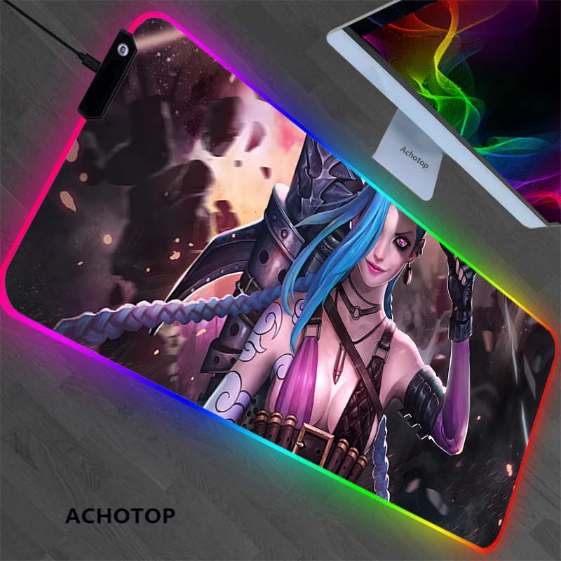 

RGB Arcane Shortcuts Extra Anime Jinx Gaming Play Mats Mousepad Anime Cartoon xl Size Gamer Mouse Pad XXL Keyboard Desk Computer