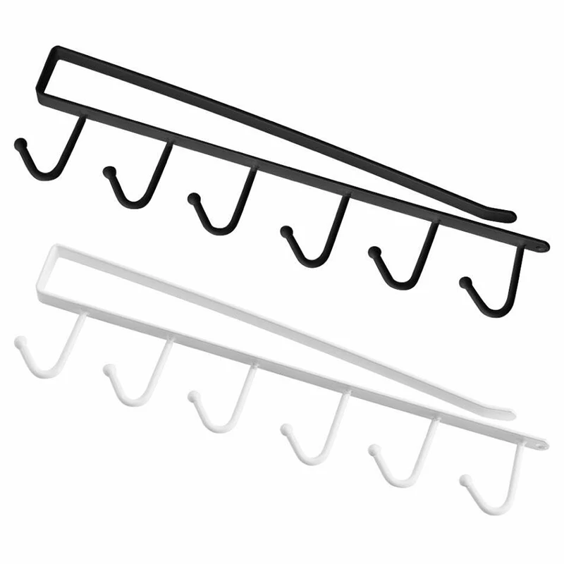 

Under-Cabinet Hanger Rack with 6 Hooks Kitchen Cupboard Storage Shelf Hook YG