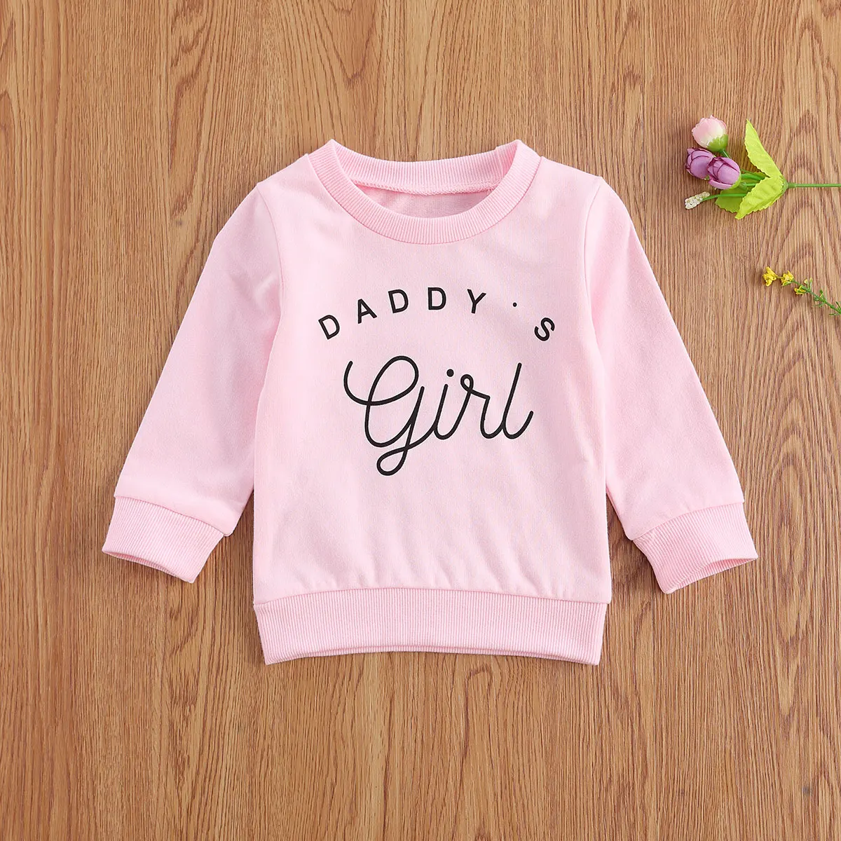 2021 0-3Y DADDY Toddler Baby Girls Sweatshirt Top Letter Print Long Sleeve Hoodies Spring Autumn Kids Outwear 3 Colors