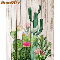 ruopoty diy painting by numbers cactus flowers coloring by numbers landscape handpainted acrylic canvas paint diy gift