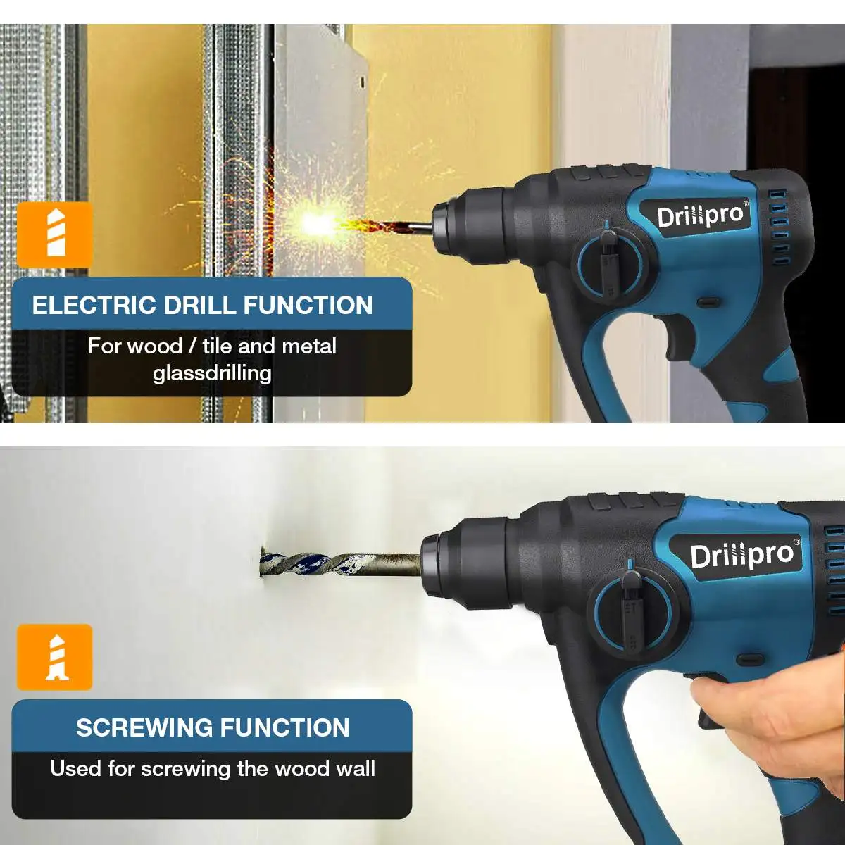 Беспроводная электрическая дрель Drillpro отбойный молоток перезаряжаемый