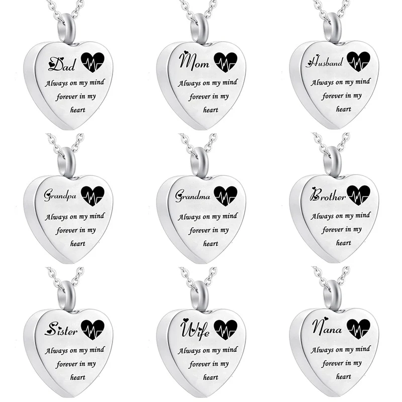 2021 New Heart Cremation Urn Necklace For Ashes Urn Jewelry Memorial Pendant Gift