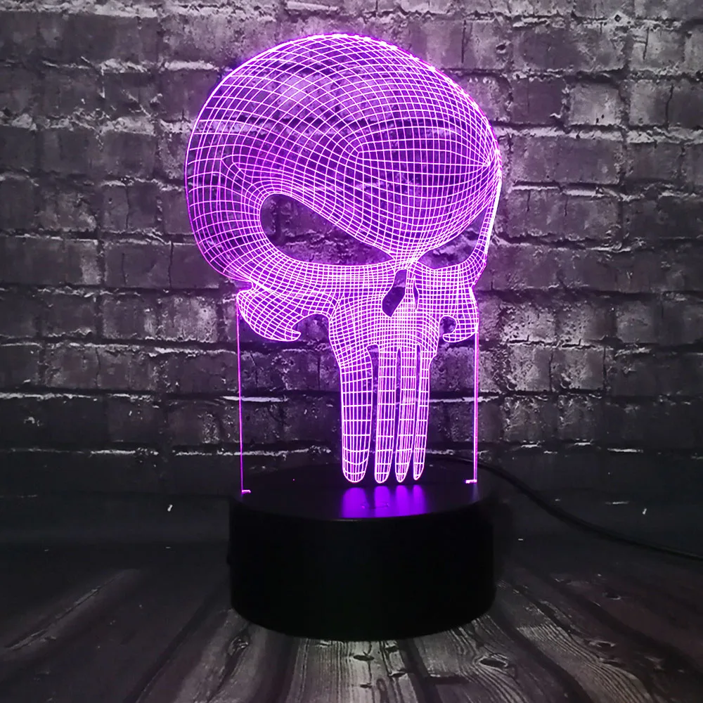 Зуб череп 3D светодиодный USB лампа Хэллоуин Каратель настроение красочные страшные тема привидениями дом Декор ночной Светильник сценический светильник ing