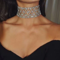 2021 fashion luxury shiny rhinestone crystal necklace womens geometric cross clavicle chain necklace wedding party jewelry gift