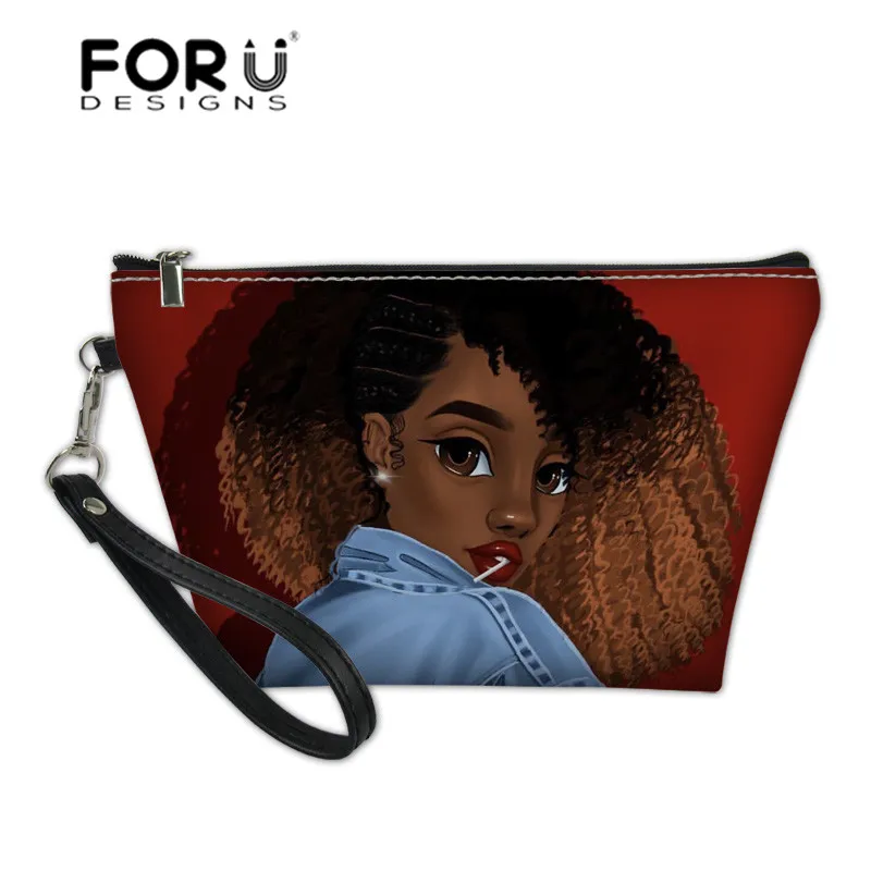 Женские сумки FORUDESIGNS для макияжа африканские девушки черная художественная
