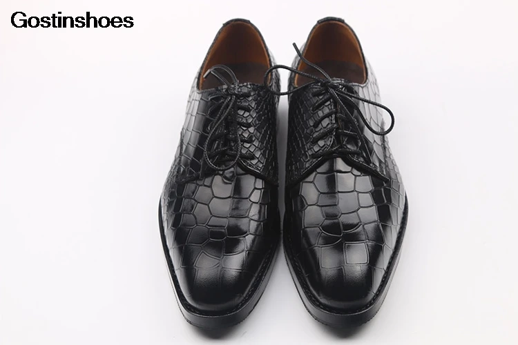 Мужская деловая обувь Модельные туфли из телячьей кожи Ручная работа Узор