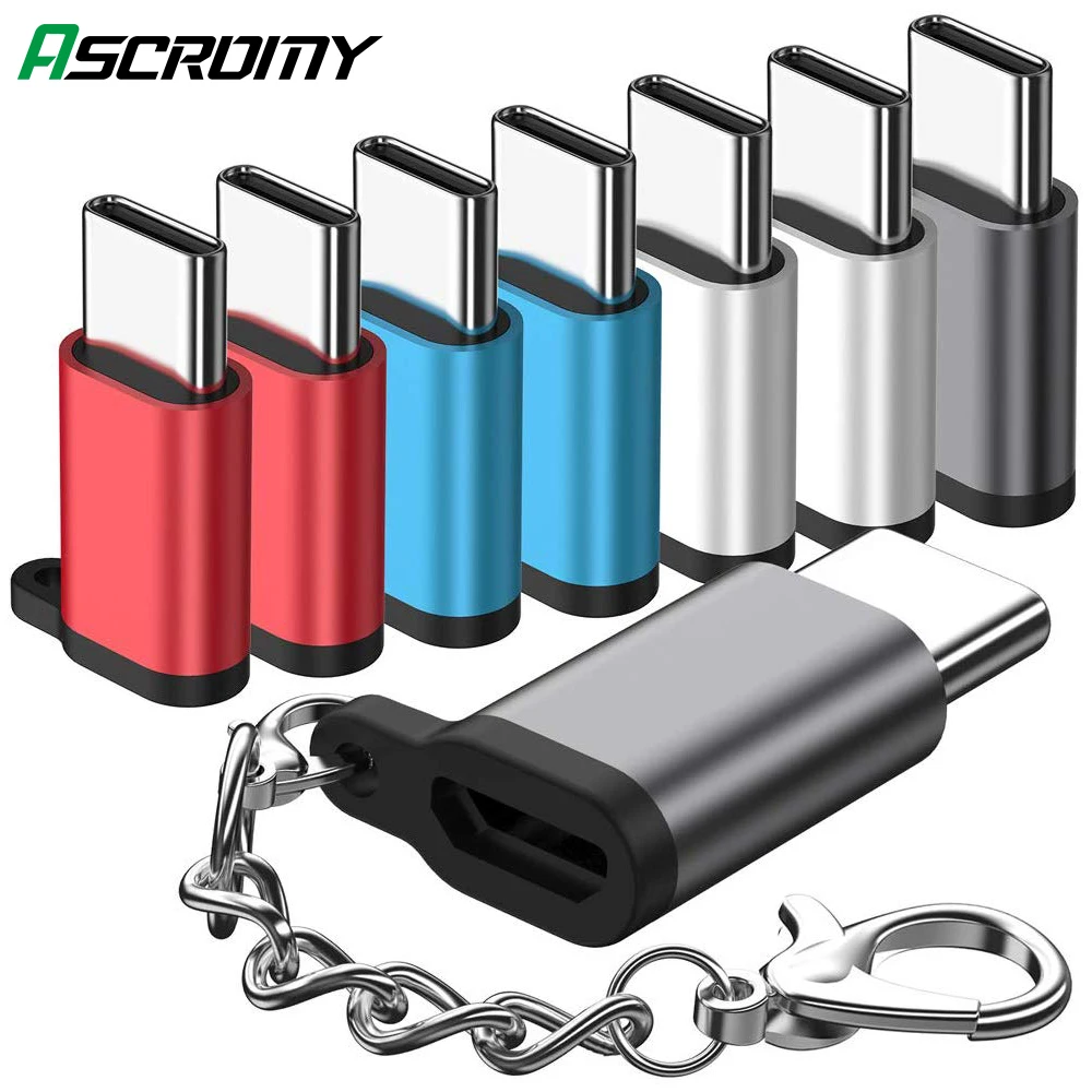 Переходник с Micro USB на C OTG Type адаптер конвертер Соединитель брелоком зарядное