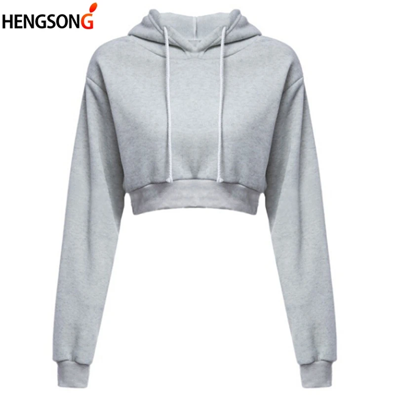 

Fashion Women's Crop Top Hoodies Hooded Sweatshirts Spring Long Sleeve Short Sportswear 2022 New Female Pullovers Tops