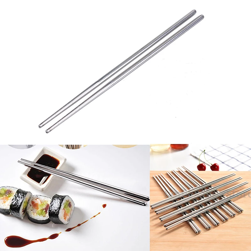 

10 Pairs Stainless Steel Chinese Chopsticks Non-slip Metal Chop Sticks Set Reusable Food Sticks Tableware Wedding Party Supplies