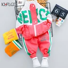 Осенний модный костюм с надписью для новорожденных, одежда для маленьких мальчиков и девочек, спортивный тренировочный костюм с длинным рукавом, детская одежда