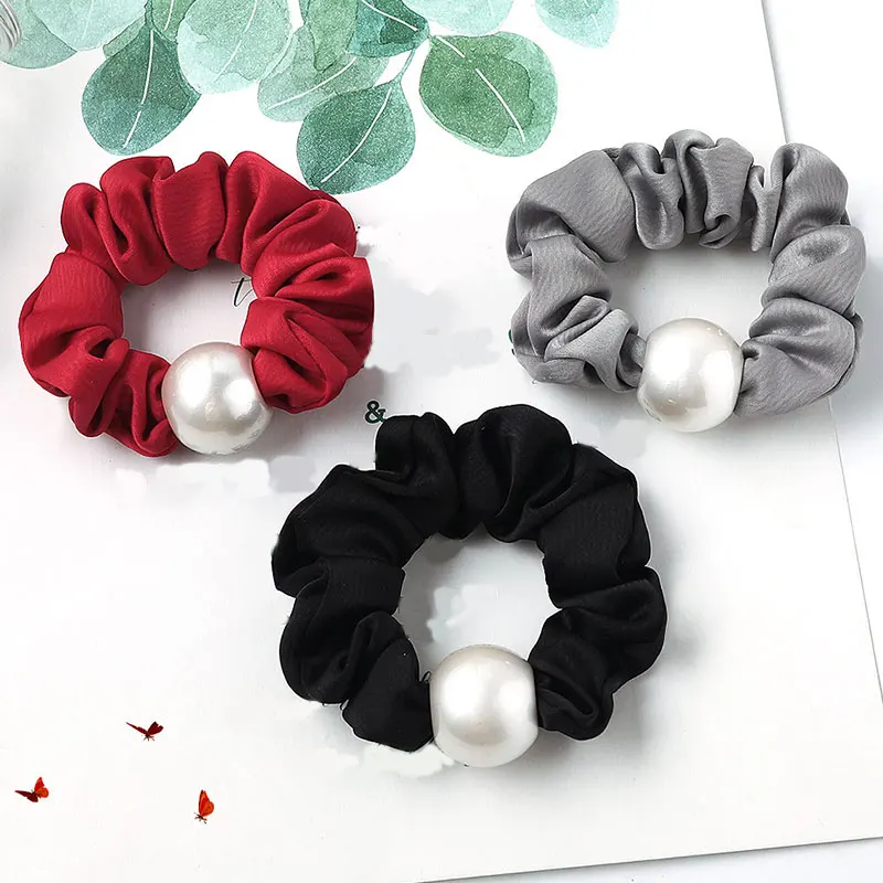 Женские атласные резинки для волос с жемчугом яркие цвета аксессуары 2019| |