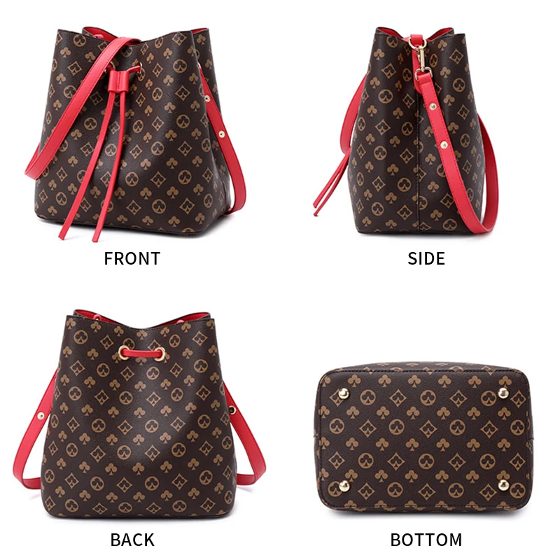 

New Women's Bag Drawstring Bucket Bag Fashion Printed Portable Bucket Bag Single Shoulder Messenger Bag Handbag Women Designer