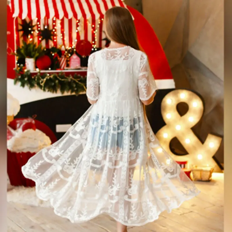 

Tunics for beach Long Lace Beach Dress Women Swim Cover up Plus size Saida de Praia Robe de Plage Kaftan Beach Cover up #Q959