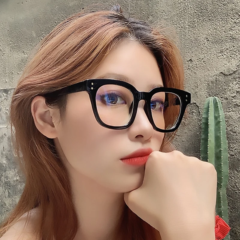 Очки женские компьютерные большого размера прозрачные модные квадратные с синим