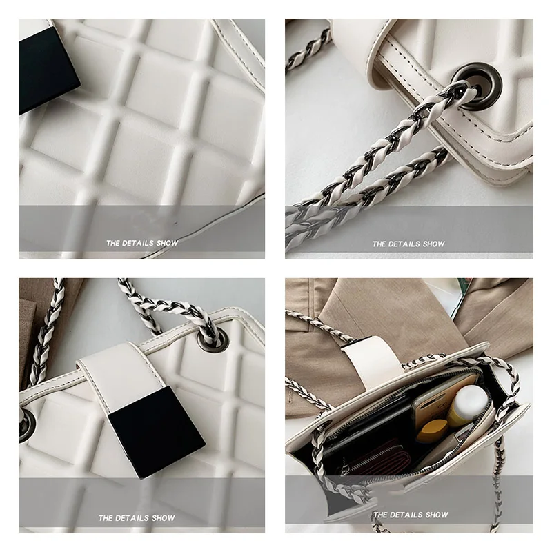 

Brand Designers Crossbody Bags High cortex PU Lady Retro Shoulder Bags 2021Trend Lingge Chain Bag High-quality Luxury Woman Bags