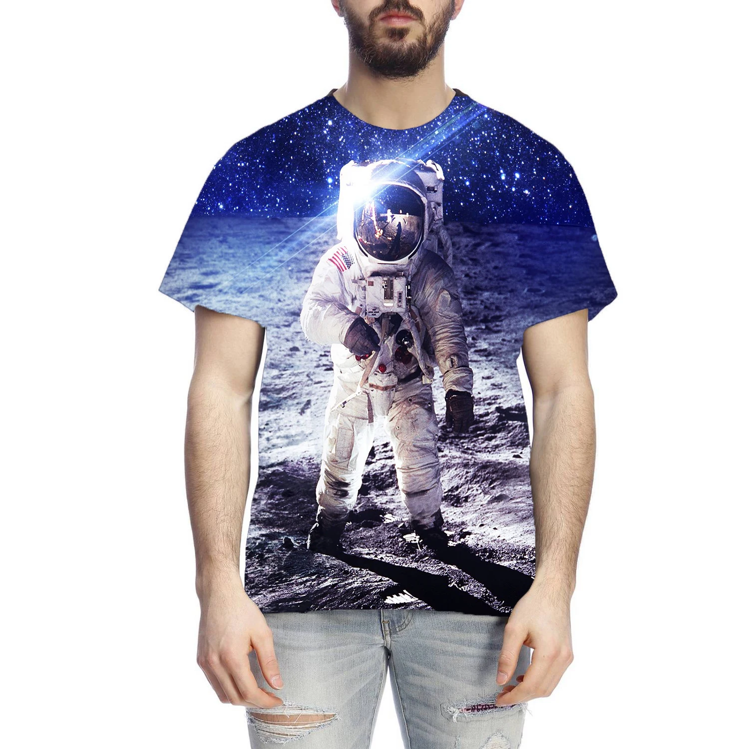 

2021 Cosmos Planet Space Galaxy Astronaut 3D T-Shirt Children Moon Print Star Sky Boys Girls Kids Fashion Tshirt