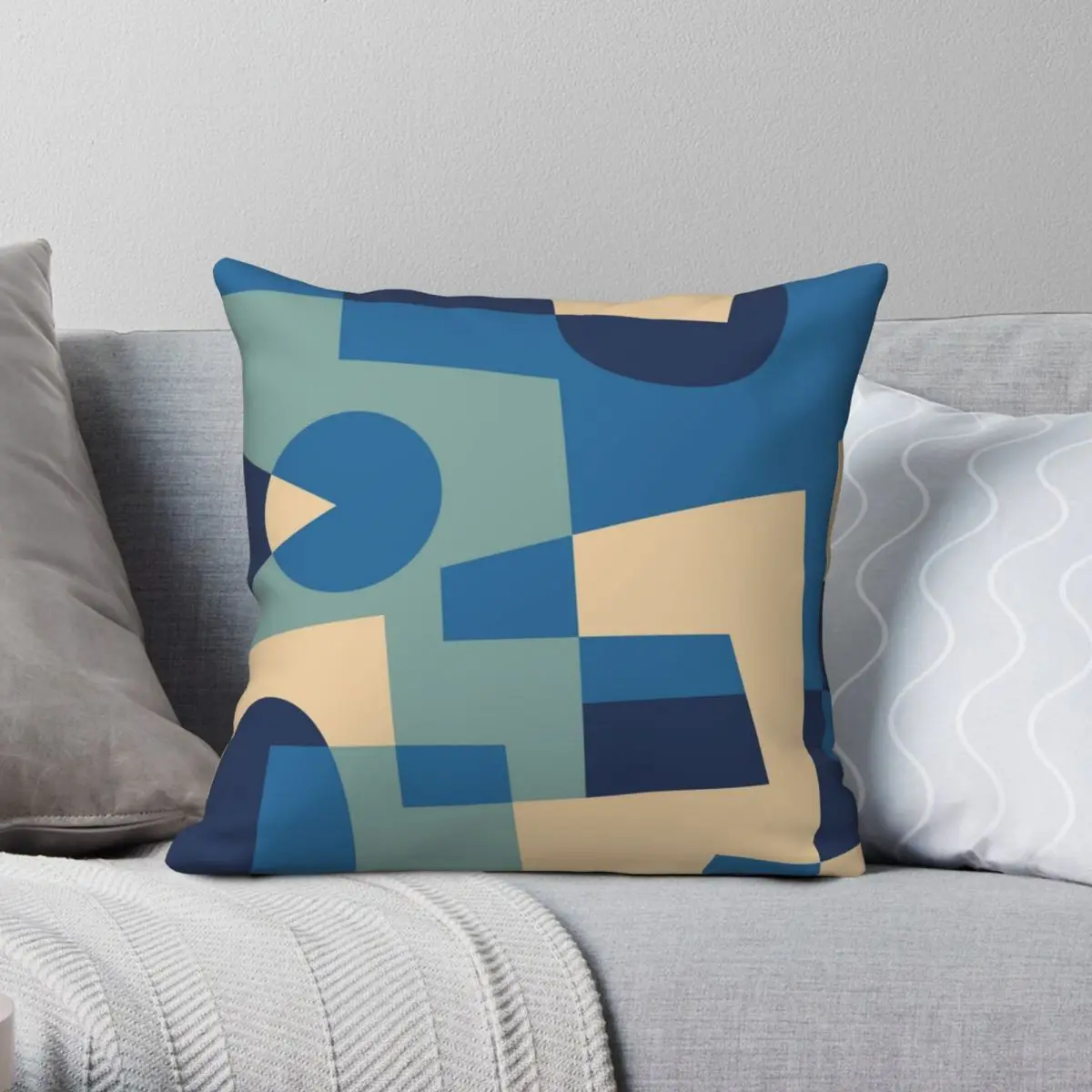

Abstract IV In Blue Square Pillowcase Polyester Linen Velvet Printed Zip Decor Throw Pillow Case Car Cushion Cover