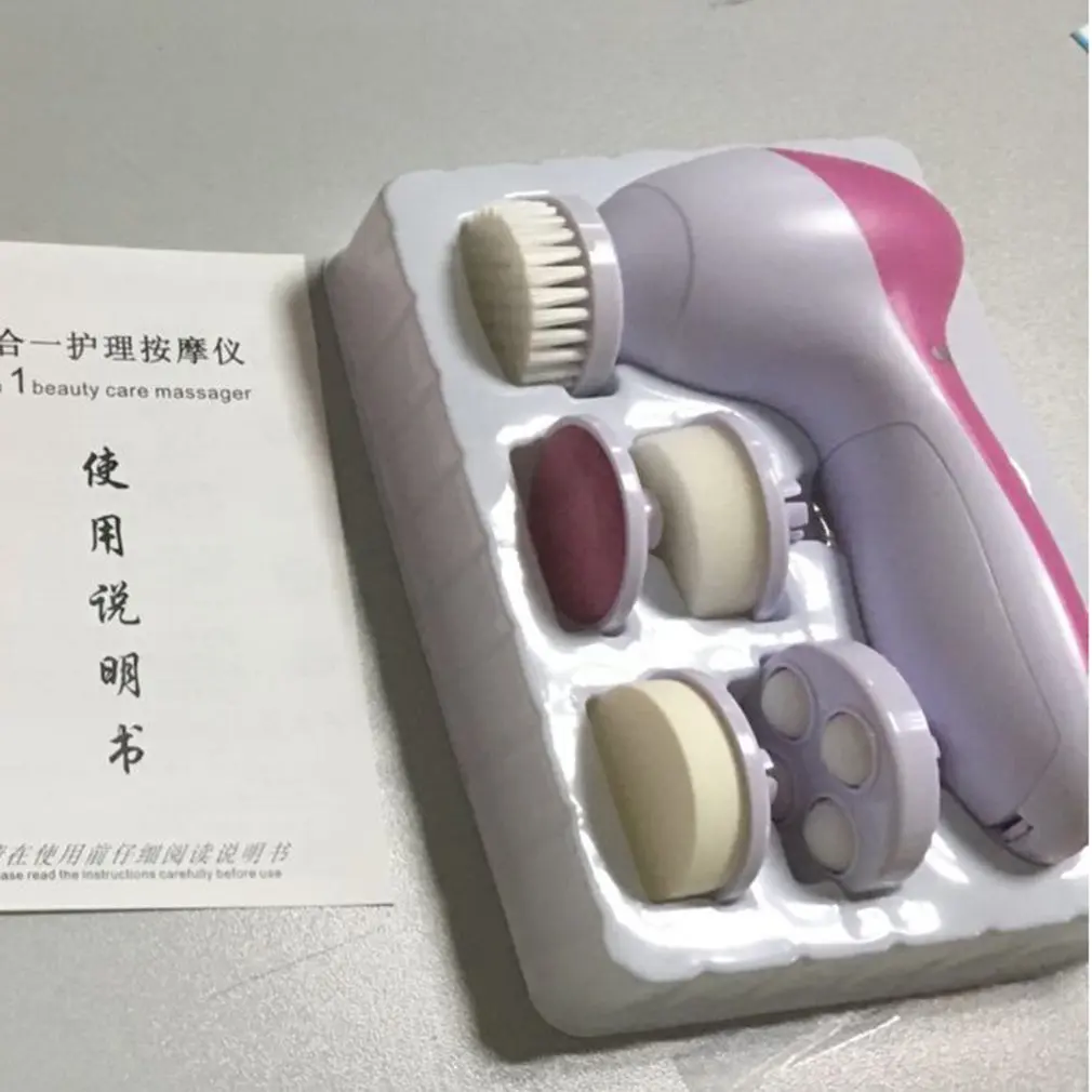 

5 In 1 Multifunctional Household Skin Care Cleaning Massage Brush Electric Ultrasonic Waterproof Facial Washing Cleaner