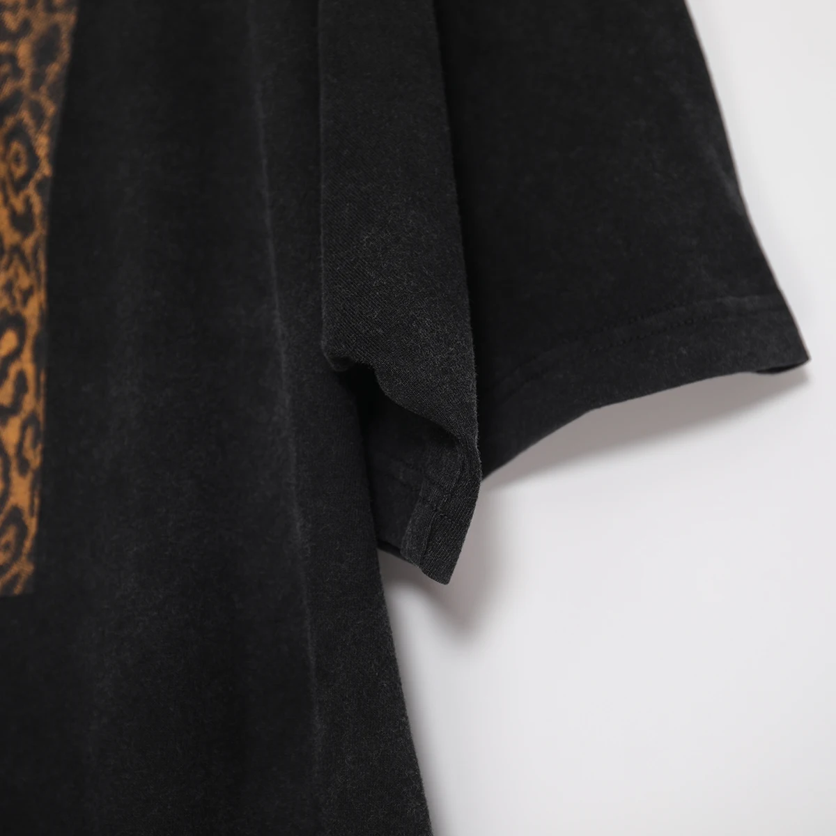 

Leopard Faded Graphic Tee Dress Woman Short Sleeve Round Neck Cotton Long Tshirt Casual Vintage Washed Black Boho T-Shirts 2021
