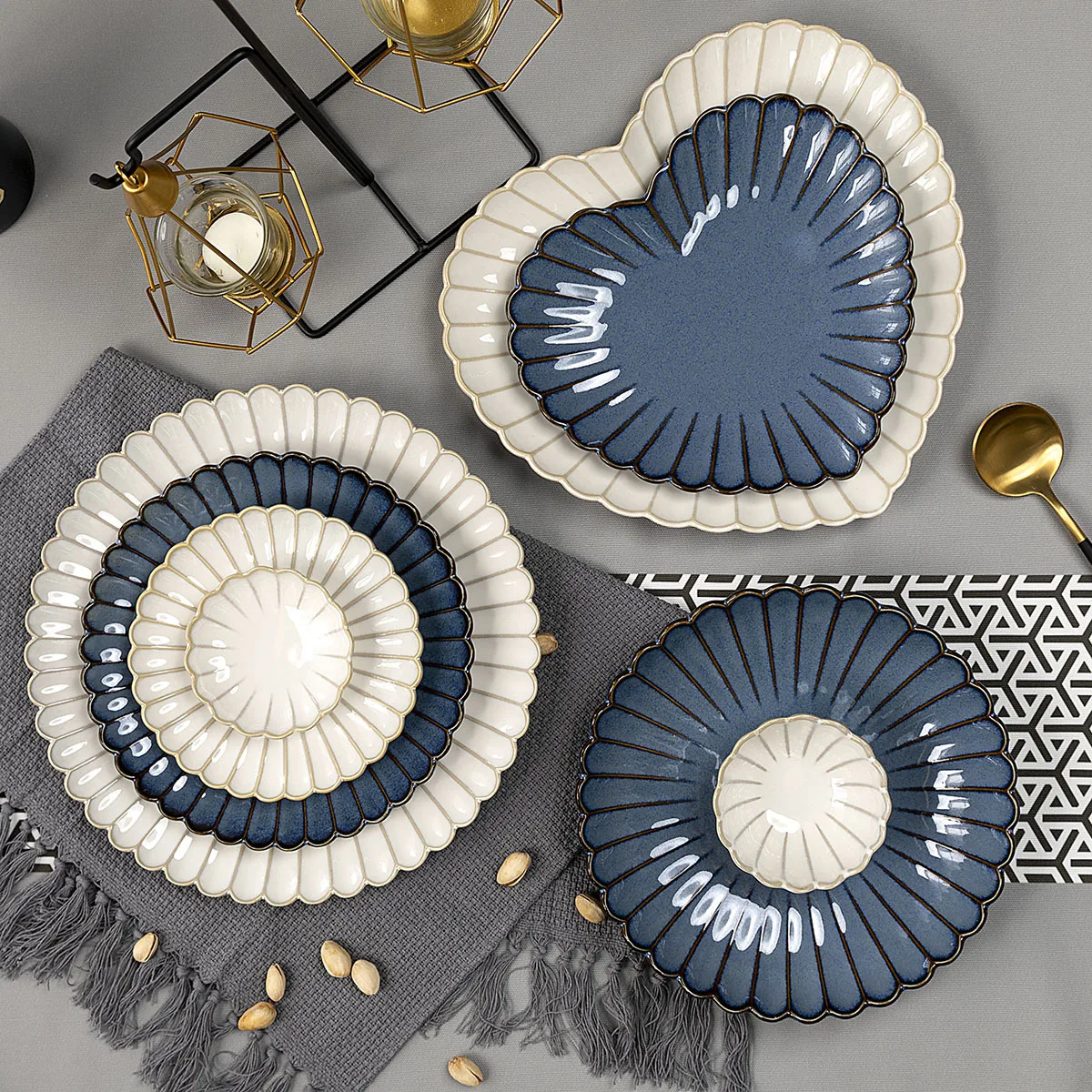 Керамическая посуда с хризантемой в японском стиле ретро блюдо домашняя тарелка