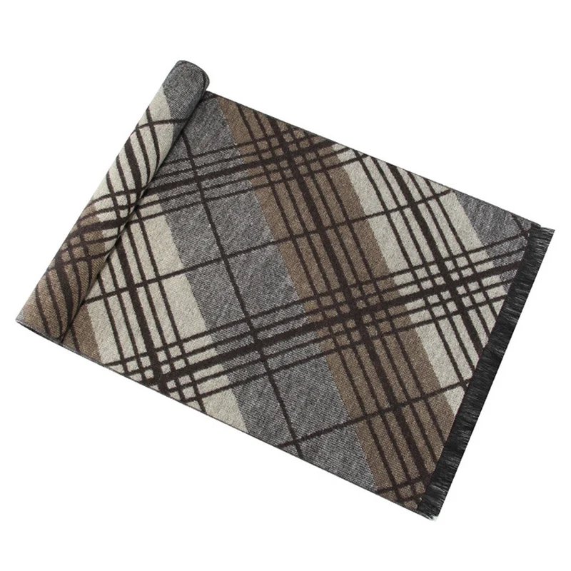 Роскошный зимний теплый шарф мужской классический деловой в полоску синий ворс