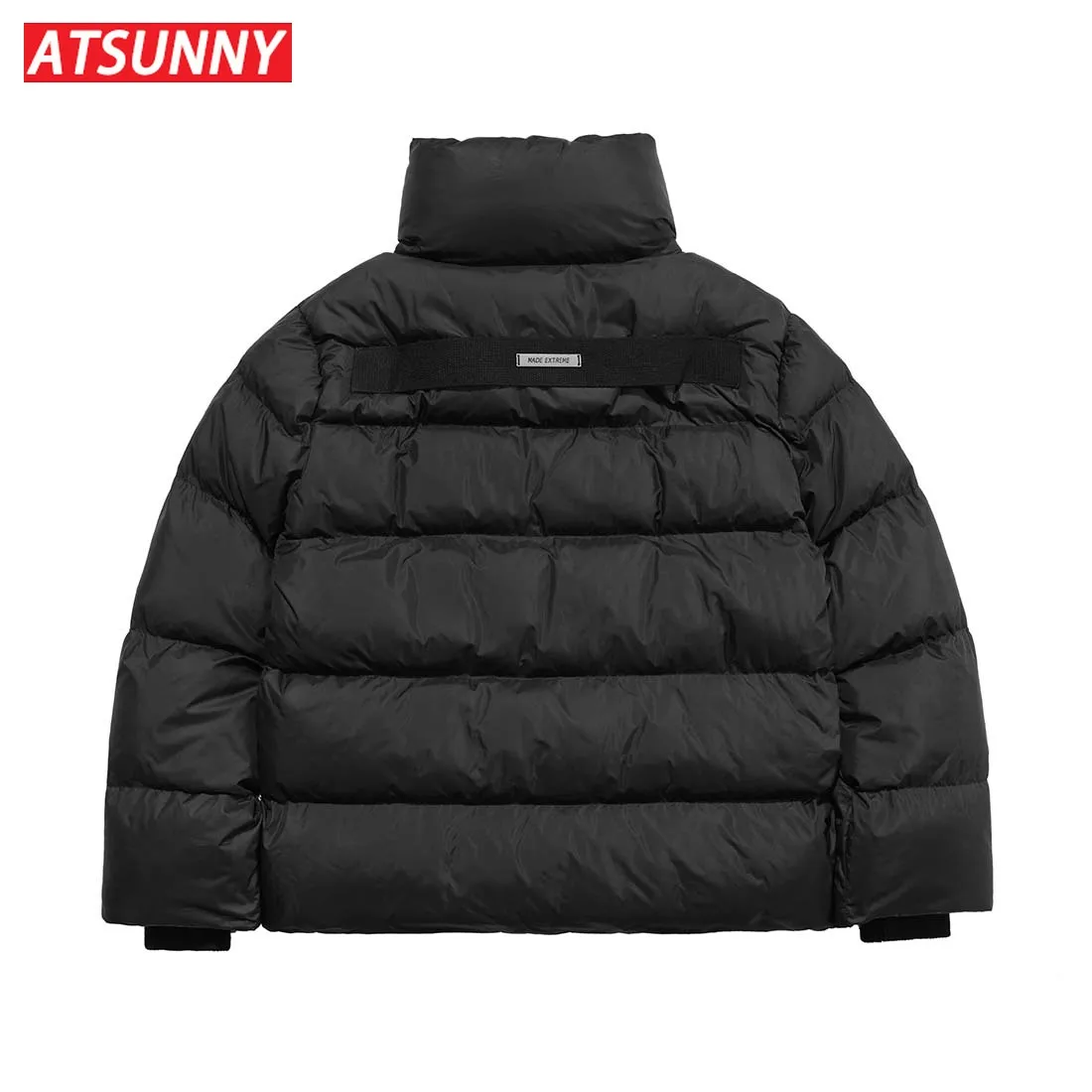 ATSUNNY Solid Color Winter Jacket Men Hip Hop Fashion Puffer Jacket Thicken Harajuku Style Man Long Winter Coat Streetwear