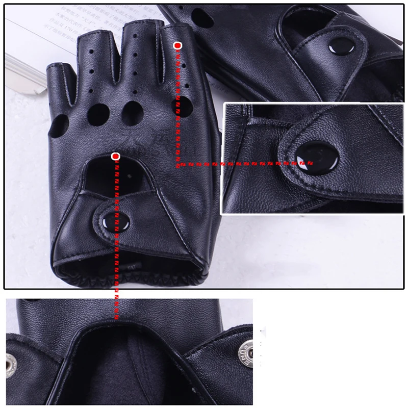 Перчатки из искусственной кожи на полпальца женские модные перчатки черные