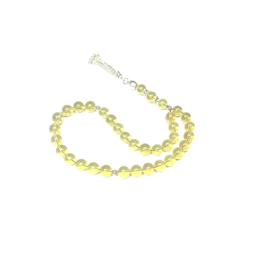 Muslim TaiSibiha 33 rosary natural amber 10mm-11mm blue beads S925r accessories Free Shipping | Украшения и аксессуары
