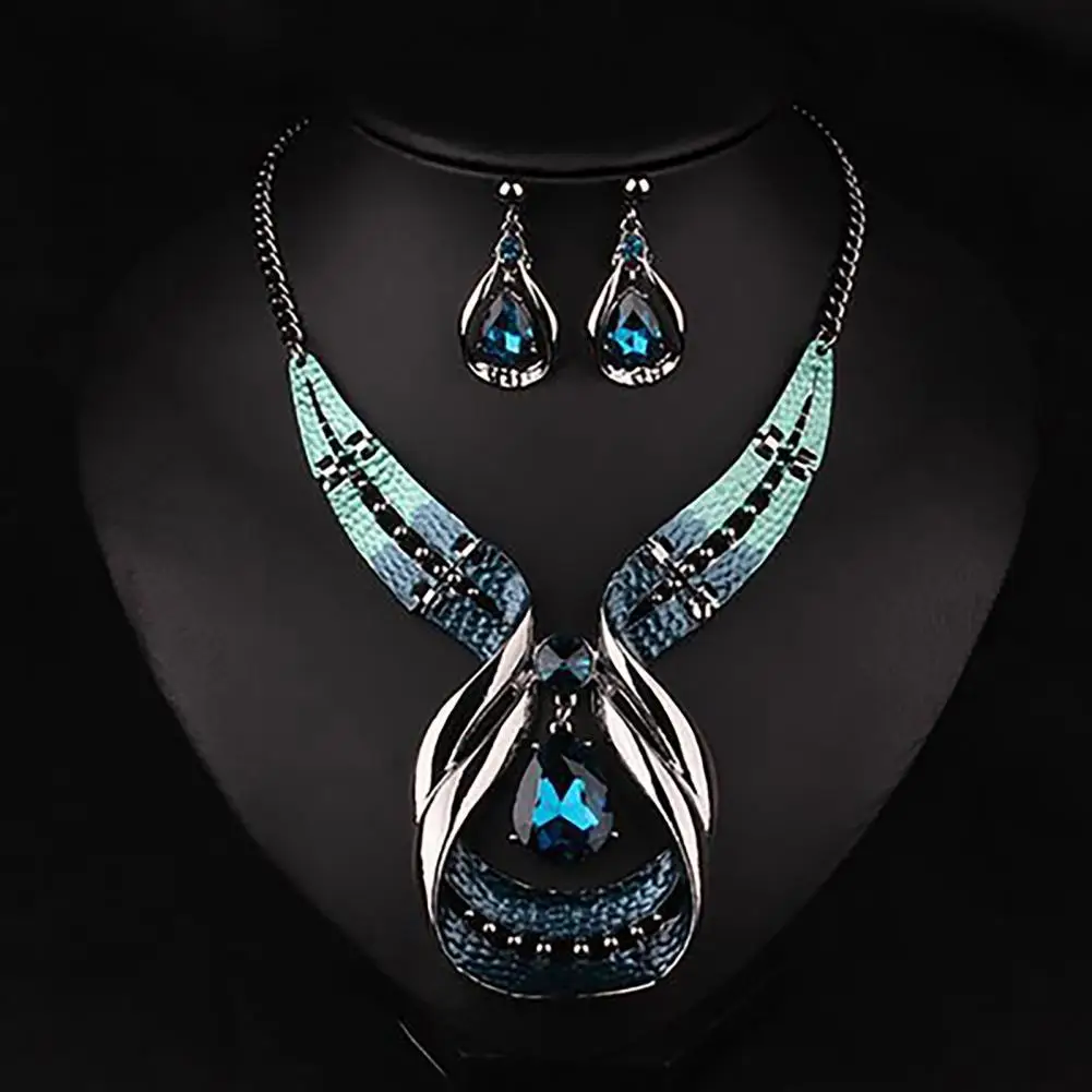 

3Pcs Jewelry Set Adjustable Birthday Gift Anti-fade Teardrop Necklace Drop Earrings Jewelry Set for Wedding Jewelry Set Necklace