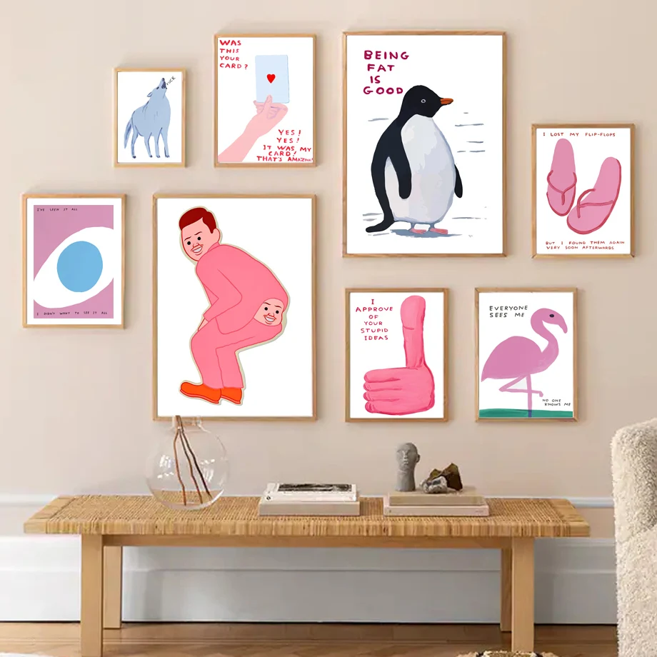 Картина на холсте с принтом Давида шригли Забавный человек попка фламинго